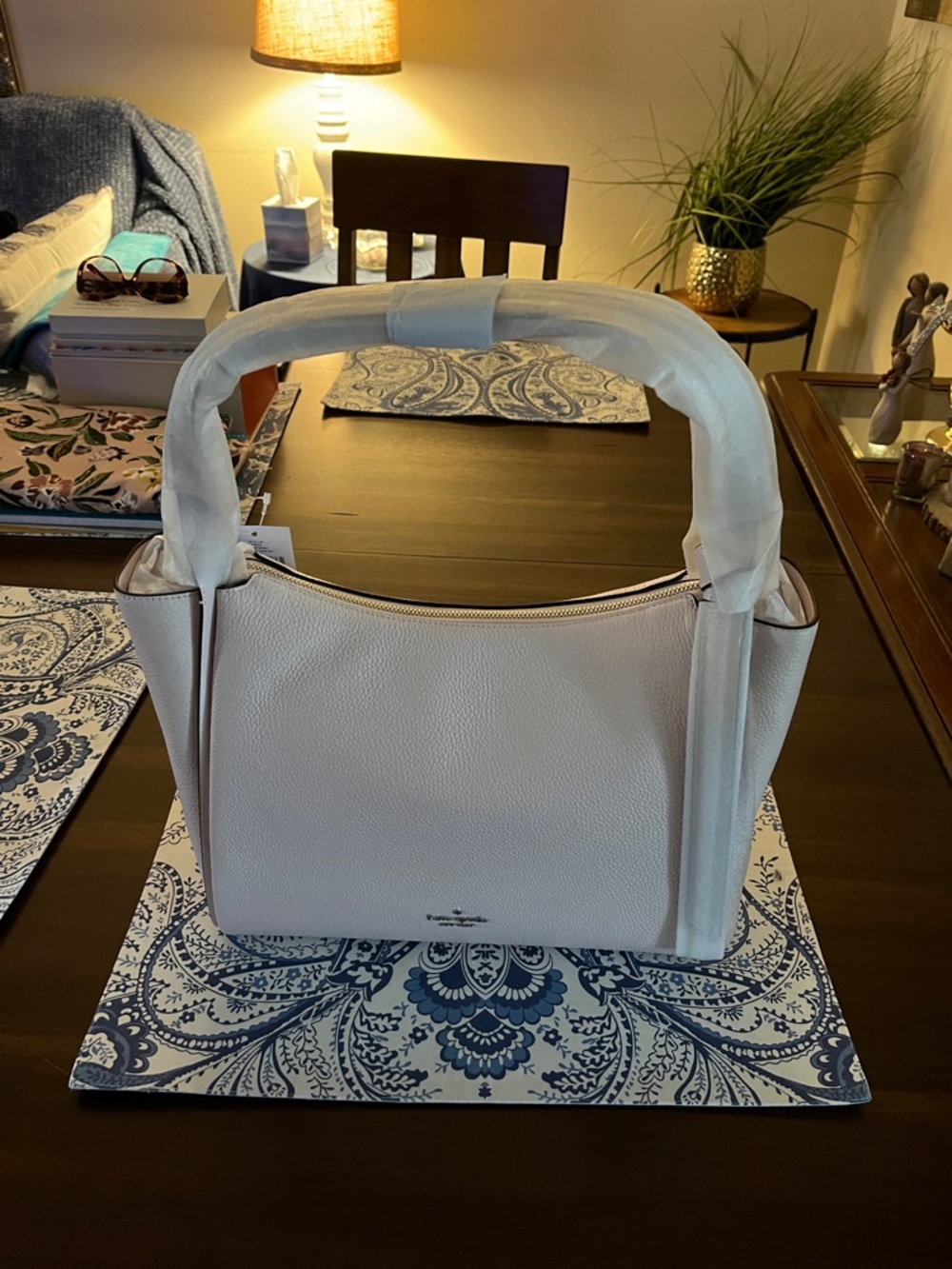 kate spade Cream Pebbled Leather Shoulder Bag